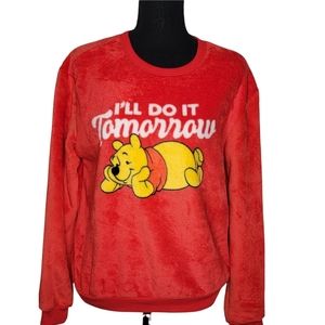 Disney Women's Winnie The Pooh I'LL DO IT TOMORROW Pullover Sweatshirt Sz S New